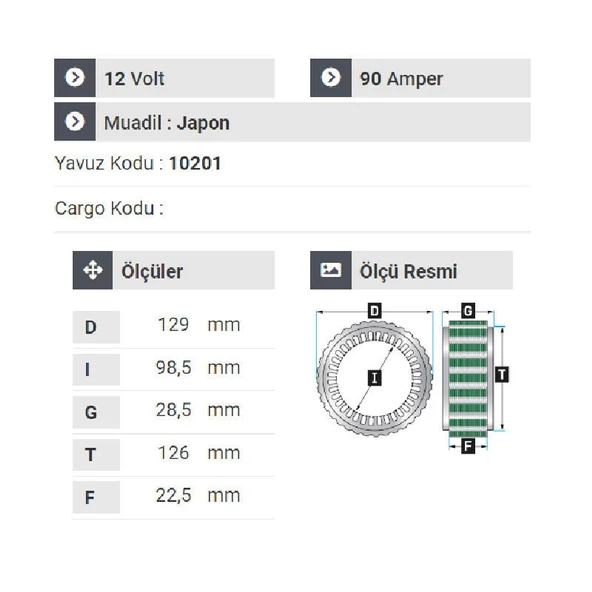 NURSAN 140412 Statör 12V 90A İsuzu Dmax 3000 Motor Klimalı 2008 Sonrası Y.M - Resim 2