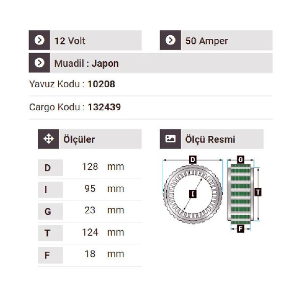 NURSAN 130212 Statör 12V 50A Isuzu Mitsubishi Dar - 2