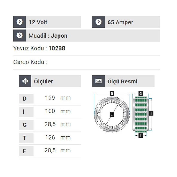 NURSAN 150112 Statör 12V 65A Mitsubishi  L-300 Panel  L-200 Pickup Y.M 98 - 99 - 2