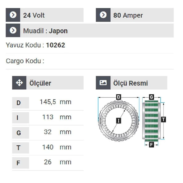 NURSAN 151424 Statör 24V 80A İveco Tır.Scania Tır.Renault Tır 420.430.440. 4 Uçlu - 2