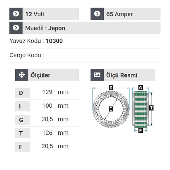 NURSAN 151812 Alternatör Statör L-300 H-100 Vakumlu Dinamo Alt-572 - 2