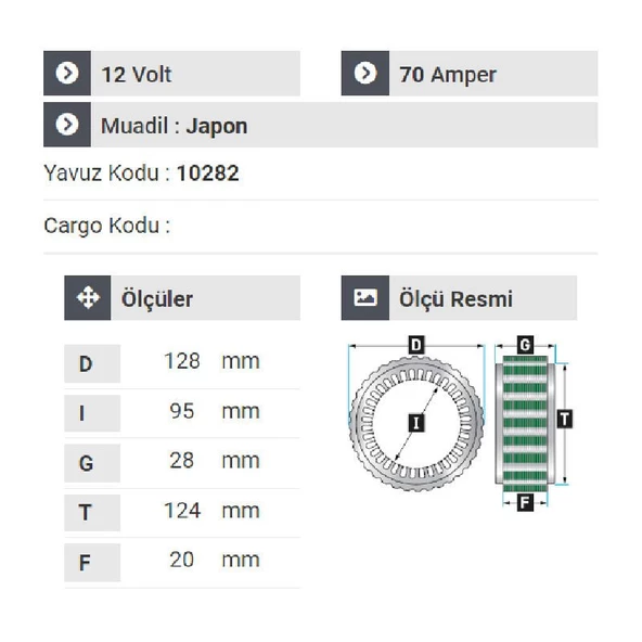 NURSAN 160012 Statör 12V 70A Kia Bongo - Besta - 2