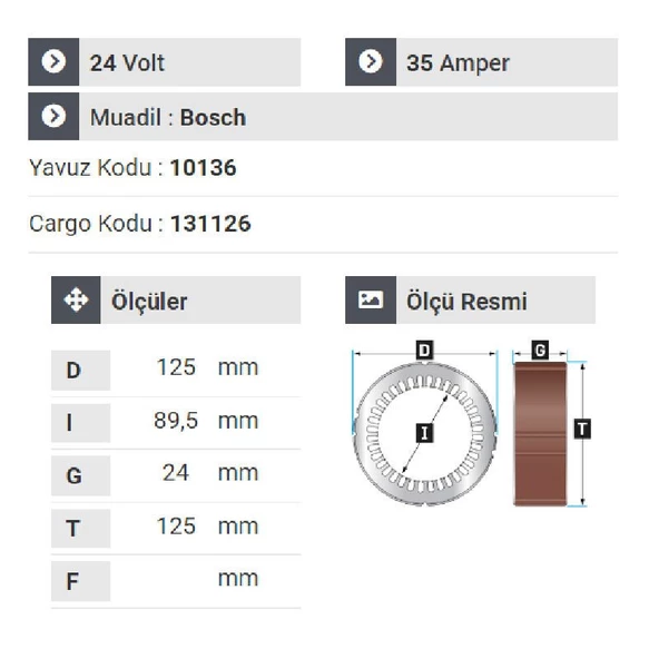 NURSAN 165024 Statör 24V 35A Geniş Gövde Man - 2