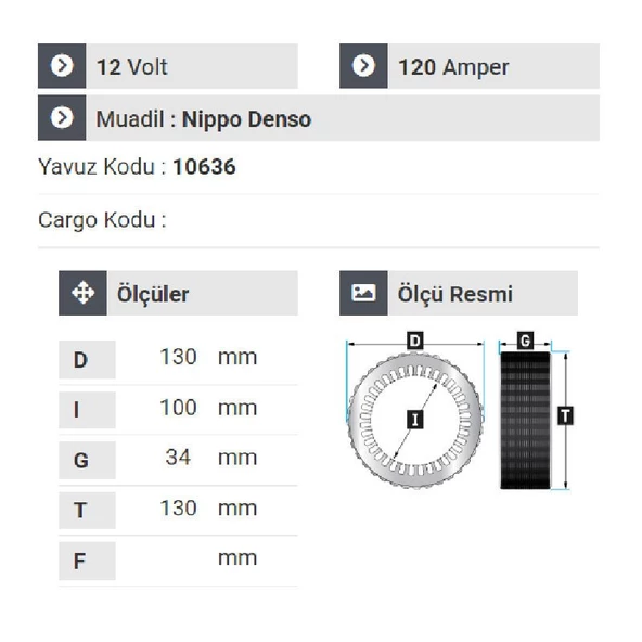 NURSAN 161312 Statör 12V 120A Doblo.Vectra - Resim 2
