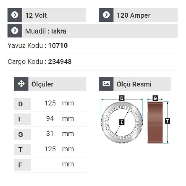 NURSAN 170012 Statör 12V 120A Messey Ferguson.5000.6000.7000.Serileri - 2