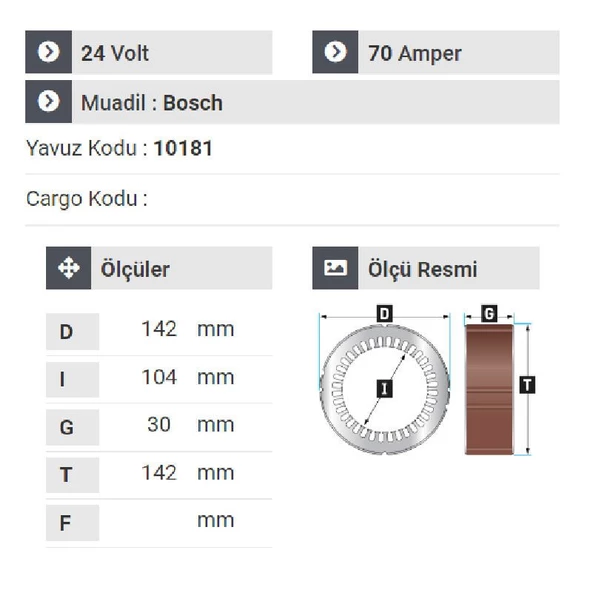 NURSAN 177524 Statör 24V 70A İveco Daf-Setra-303-302 Mercedes Muhtelif Araçlar - Resim 2