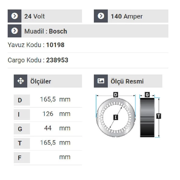NURSAN 177424 Statör 24V 140A V8 Mercedes 403 - 304 Otobüs Y.M. Man - Resim 2