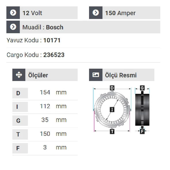 NURSAN 177612 Statör 12V 150A Y.M Mercedes Volsvagen Volvo Tax Gurubu Kulaklık - Resim 2