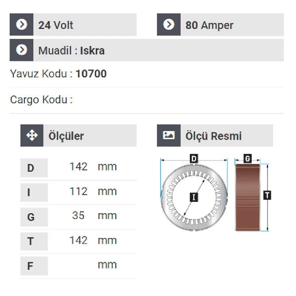 NURSAN 170024 Statör 24V 100A Otokar Doruk Otobüs Y.M Sultan - 2