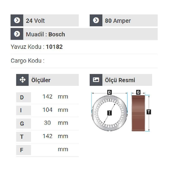 NURSAN 177624 Statör 24V 80A İveco Otobüs-Tır Grubu Ve Muhtelif Araçlar - 2