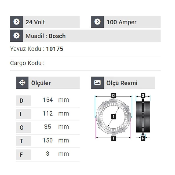 NURSAN 179024 Statör 24V 100A İsuzu Novo Lux.Ultra. - 2