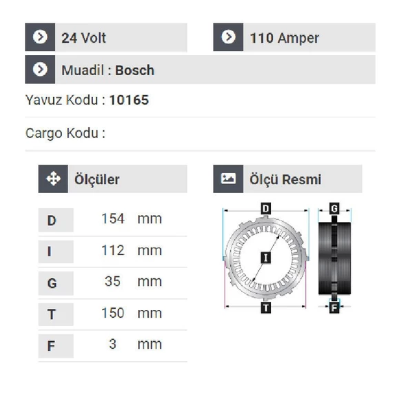 NURSAN 178724 Statör 24V 110A Turkuaz.283-Neoplan Otobüs-Actros - 2