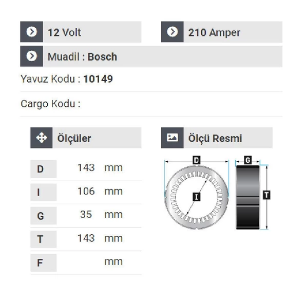 NURSAN 179112 Statör Ford Transit 210 Amper - 2