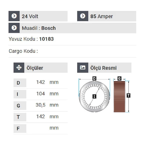 NURSAN 177924 Statör 24V 85A Tır-Otobüs Grubu Muhtelif Araçlar Çift Sargı Klimalı - 2