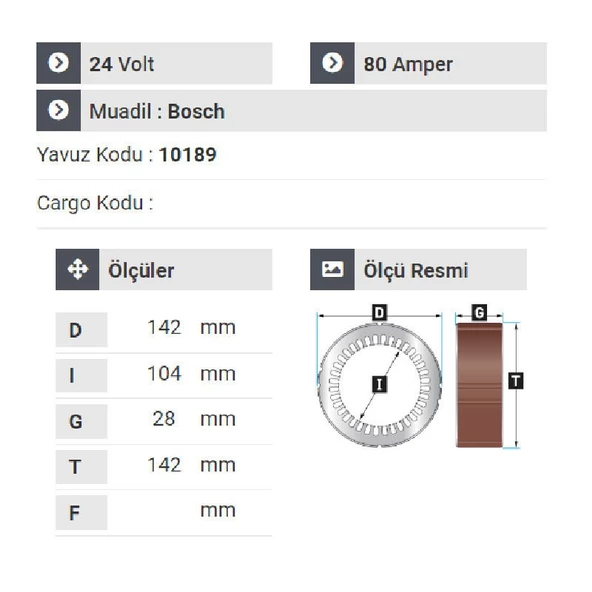 NURSAN 178224 Statör 24V 80A Y.M Axsor. Actros - Atego- Tır Kırk Ayak Çift Çıkış - 2