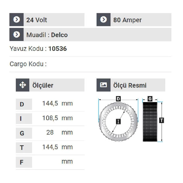 NURSAN 180624 Statör 24V 80A Belde Otobüs Samsung - Daewoo - Cat İş Makinası - 2