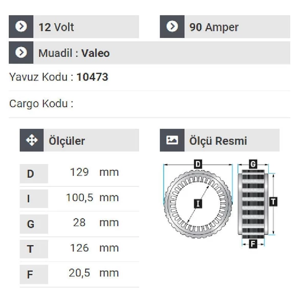 NURSAN 182312 Statör 12V 90A Hyundai Accent 1.3 1.5 - 2