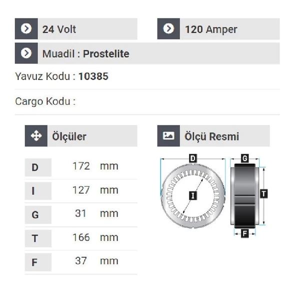 NURSAN 182924 Statör 24V 120A Prestolıte Tip Bmc Belde Otobüs Man Otobüs Em Uzun Uçlu - 2