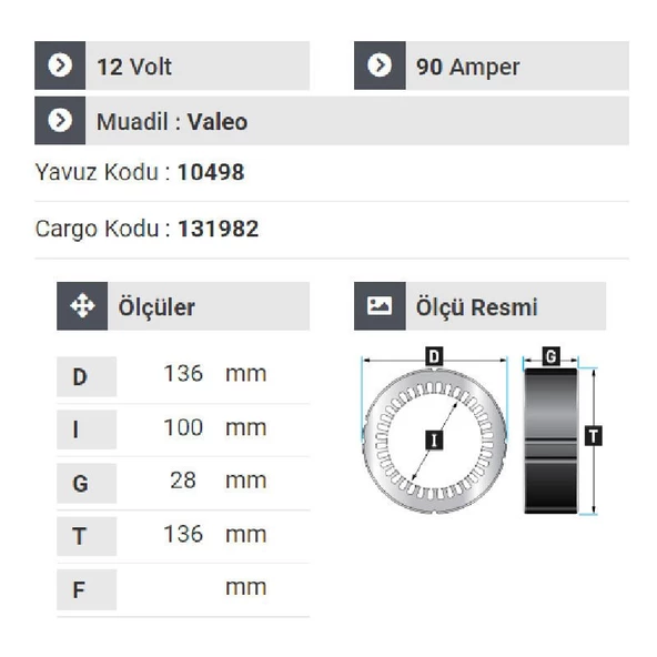 NURSAN 182012 Statör 12V 90A Renault 9-19-21-1.4İ-Alize-Flaşh Klimalı 97.98.99.2000 Modeller - 2