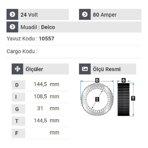 NURSAN 184124 Statör 24V 80A Hyundai İşmakinaları Kamiş Motor - 2
