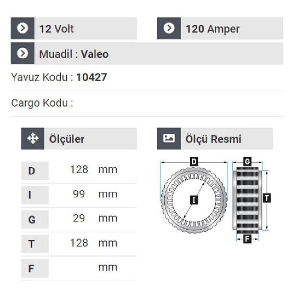 NURSAN 182412 Statör 12V 120A Peugeot Partner.Clio.Kango.Senbol. Y.M Valeo Dinamolarda - 2