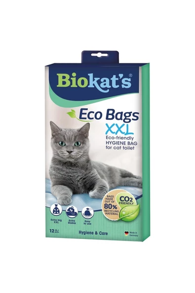 Biokats Eco Bags Kedi Kumu Doğa Dostu Hijyen Torbası XXL 12'li