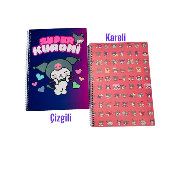 KUROMİ DEFTER SETİ,KUROMİ ÇİZGİLİ DEFTER,KARELİ DEFTER