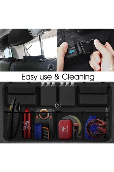 Araç Bagaj Eşya Düzenleyici Fileli Oto Organizeri 8 Cepli - Resim 4