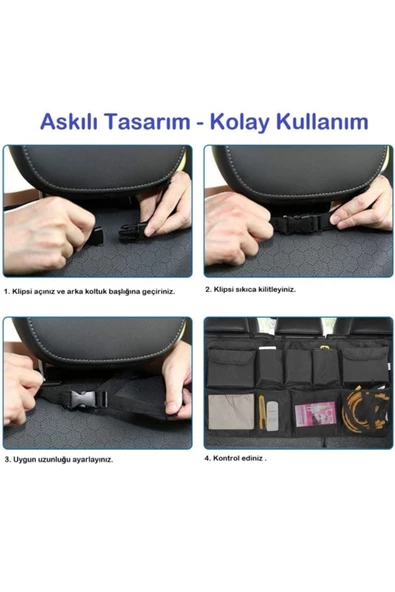 Araç Içi Bagaj Düzenleyici 8 Cepli Organizer Çanta Araç Bagaj Çantası 8 Cepli - Resim 4