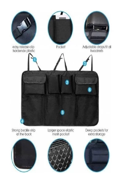 Yepyeni!! 8 Cepli Araba Koltuk Arkası Organizer Araç Oto Bagaj Içi Bod Düzenleyici ürün görseli