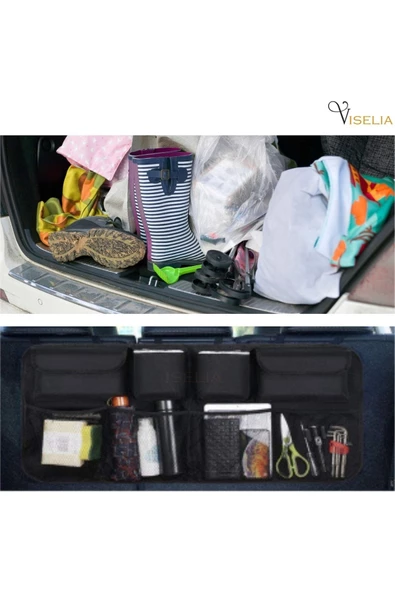 Araç Içi Bagaj Eşya Düzenleyici Oto Bagaj Organizer 8 Cepli Fileli - Resim 3