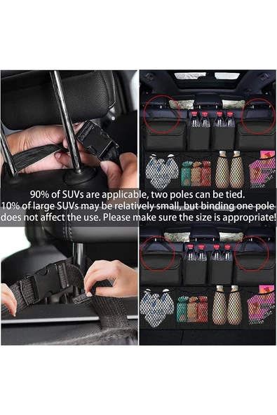 Araç Bagaj Eşya Düzenleyici Fileli Oto Organizeri 8 Cepli - Resim 2