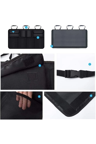 Highconcept Araç 8 Cepli Bagaj Çantası Koltuk Arkası Organizer Eşya Düzenleyici - Resim 4