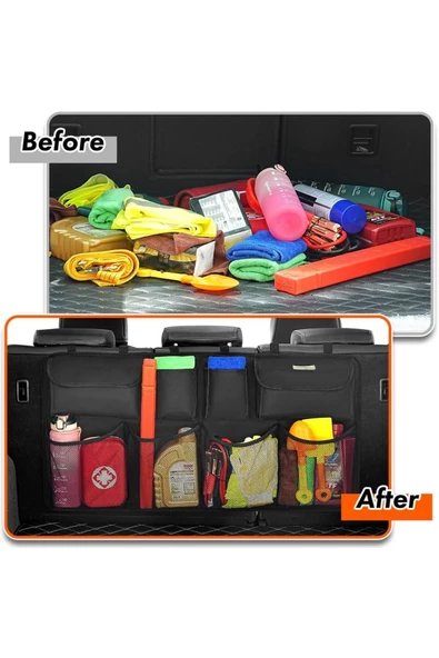 Araba araç oto Içi Bagaj Eşya Düzenleyici Çanta Organizer 8 Cep ürün görseli