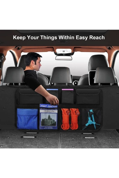 8 Cepli Araba Koltuk Arkası Koltuk Organizer Araba Koltuk Filesi Oto İçi Aksesuar - Resim 3