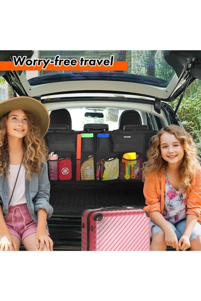 Araç Bagaj Düzenleyici 8 Cepli Organizer Araba Eşya Malzeme Düzenleme Oto Içi Aksesuar Düzenleme - Resim 2