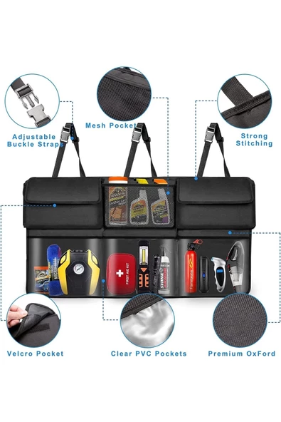 Araba Koltuk Arkası 8cepli Organizer Araç Oto Bagaj Içi Bod Düzenleyici - Resim 5