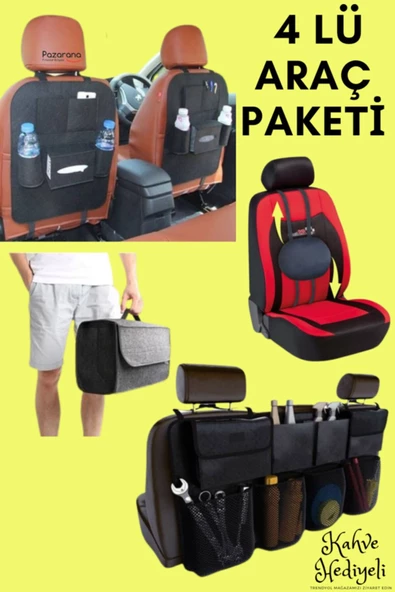 Araç Konfor Paketi Bel Minderi Bagaj Düzenleme Koltuk Arkası Organizer Bagaj Çantası