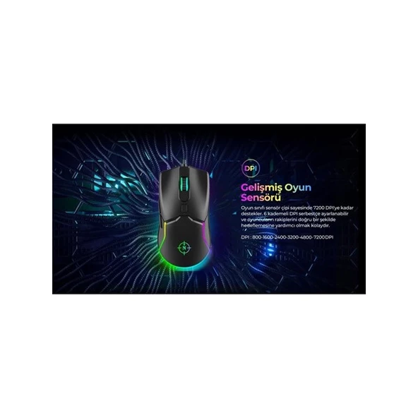 NORTH Air Black Professional USB 7200dpi Gaming Siyah Mouse RGB - 5