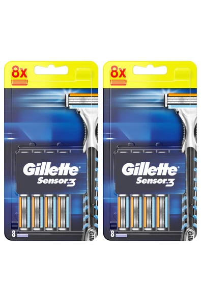 Gillette Sensor3 Erkek Tıraş Bıçakları, 8+8 Yedek Tıraş Bıçağı - 2