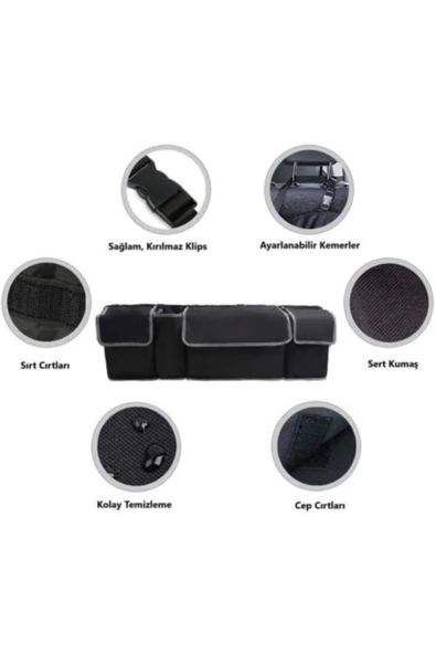 4 Cepli Bagaj Organizer Araba Bagaj Düzenleyici Çanta Cep Oto Bagaj Aksesuar - Resim 2