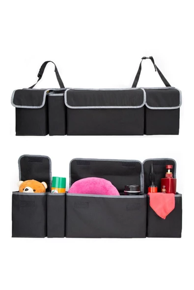 Araç Bagaj Organizer 4 Cepli Bagaj Düzenleyici Oto Bagaj Çantası - Resim 2