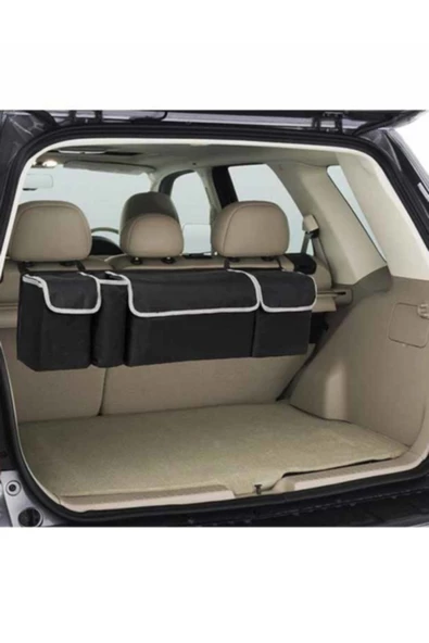 4 Cepli Bagaj Organizer Araba Bagaj Düzenleyici Askılı Çırtlı Çanta Cepli Oto Bagaj Aksesuarı - Resim 2