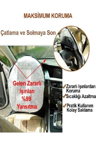Oto Direksiyon Güneşliği Araç Araba Direksiyon Kılıfı Koruma Örtüsü Güneşlik Gölgelik