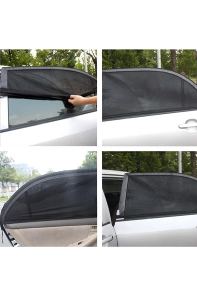 2 Adet Oto Yan Cam Perdesi Araba Arka Güneşlik Araç Anne Bebek Çocuk Perde - Resim 3