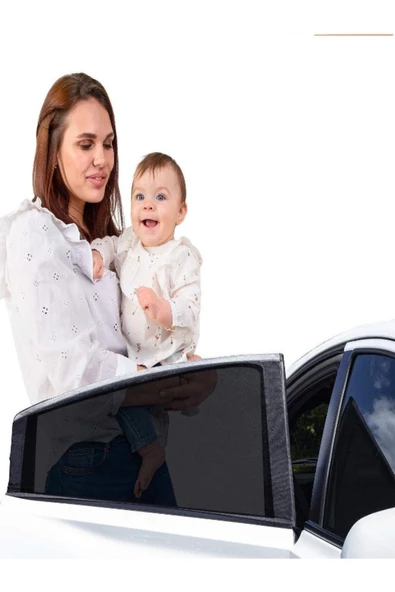 Araba Yan Cam Perdesi Oto Arka Perde Araç Güneşlik Gölgelik Bebek Çocuk Bebe Örtü Cam Çorabı Filmi - Resim 5