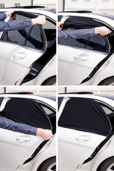 Oto Yan Cam Perdesi Çocuk Güneş Koruma Arka Koltuk Anne Emzirme Örtüsü Araba Sinekliği - Resim 5