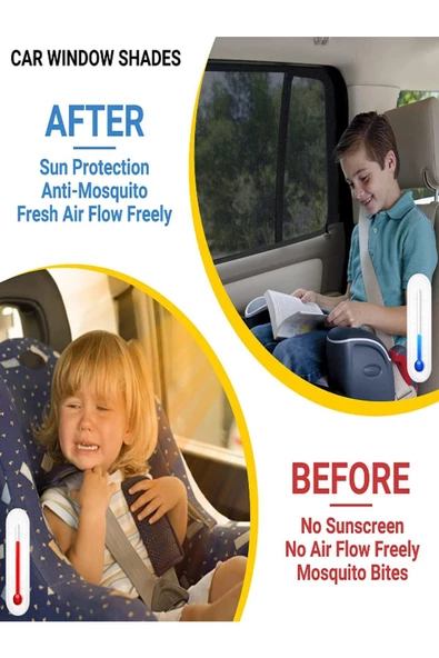 2 Adet Oto Yan Cam Perdesi Araba Arka Güneşlik Araç Anne Bebek Çocuk Perde Arka Koltuk - Resim 2