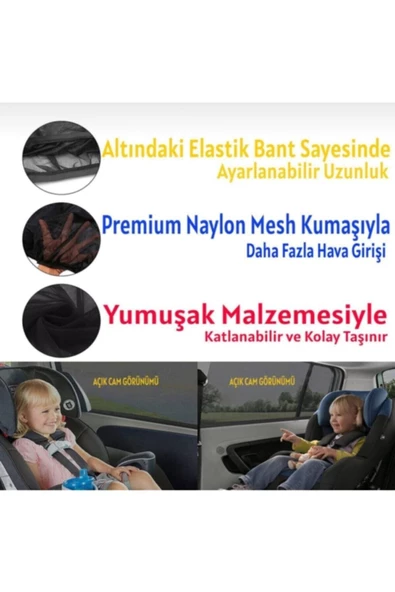 2 Adet Araba Yan Cam Güneşlik Perde Kılıf Güneşliği Oto Araç Arka Yan Cam Için Güneşlik Universal - 5