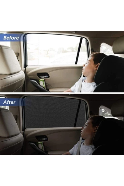 2 Adet Oto Yan Cam Perdesi Araba Arka Güneşlik Araç Anne Bebek Çocuk Perde - Resim 2